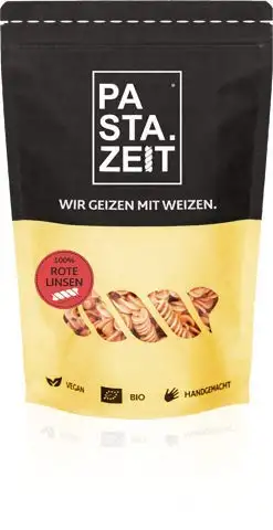 Pastazeit Bio Rote Linsen Fusili (3x250g), Low Carb Nudeln, Proteinreich, Handgemacht, Vegan, Weizenfrei, Von Natur aus glutenfrei, lange Sättigung