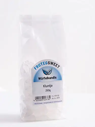 FRUTEG Kandiszucker weiß extra grob I 5x 250g dicke weiße Kluntjes - im Folien-Beutel I große Kandiswürfel - rustikaler Tee-Zucker nicht nur für Ostfriesen-Tee I weißer Kluntje Kandis 5x 250 g