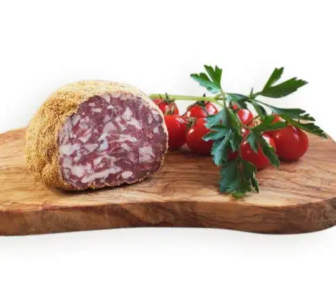 Spezialität aus Friaul: Hirschsalami in Polentamehl-Mantel geräuchert 230gr