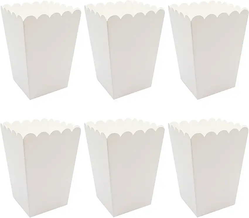 Weiße Popcorn-Boxen für Partys, 24 Stück.