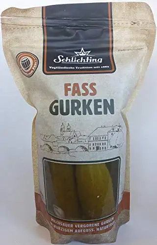 Faßgurken süß-sauer 2x 1090g Standbeutel, Abtropfgew. 1kg Schlichting