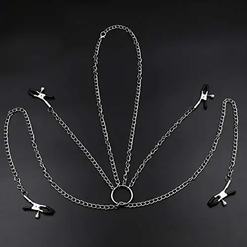 Neue verstellbare Klemmen Vier Köpfe Clips mit Kette für Paar Frauen