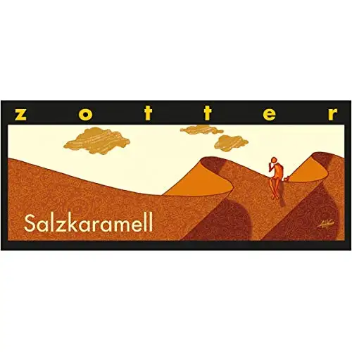 Zotter Bitterschokolade mit Salzkaramell & gesalzenem Mandelnougat, handgeschöpft (70 g) - Bio