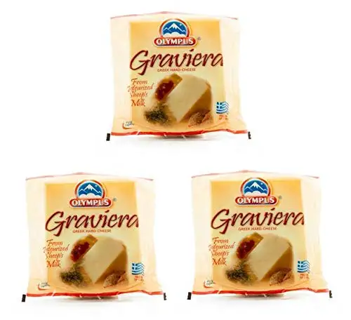 3x 350g griechischer Graveria Hartkäse 1050g harter Käse aus Schafs- und Ziegenmilch - Original aus Griechenland - 3er Set + 10ml Olivenölsachet zum testen