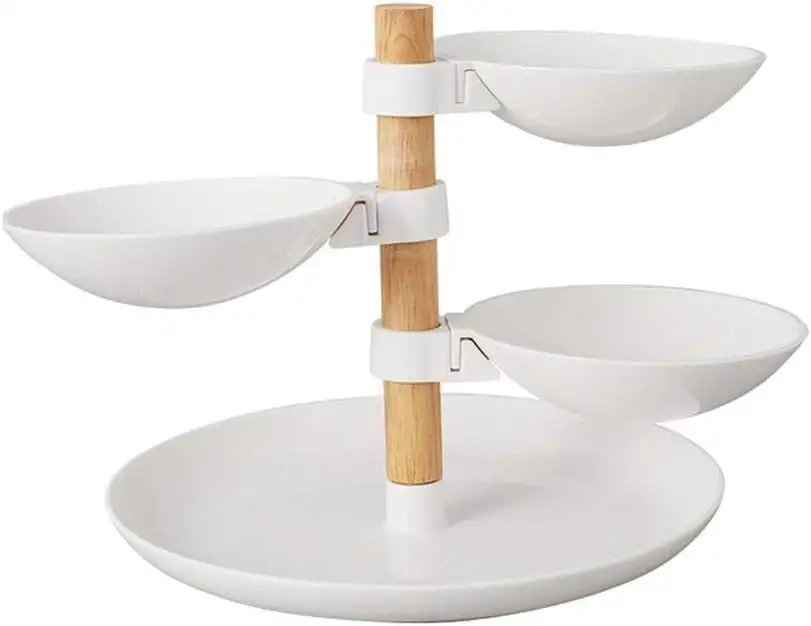 YUTRD ZCJUX 3-Tier Säule Stil Kuchen und Nachtisch-Standplatz, ideal for Kuchen Anzeige, kleine Kuchen, Gebäck und Ihre Lieblings Hors d'oeuvres, Weiss