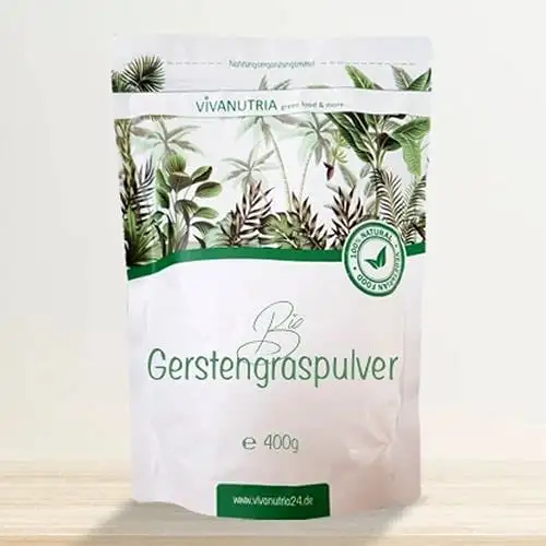 VivaNutria reines Bio Gerstengraspulver 800g I Rohkostqualität aus Deutschland I geprüfte Bio-Qualität mit Schadstoff- & Analyse-Zertifikat I Gerstengras gemahlen I vegan