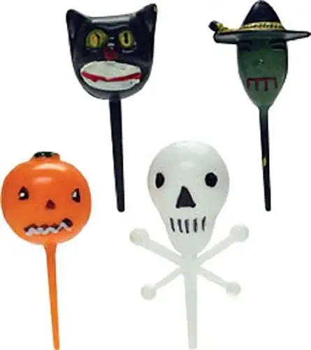 Oasis Supply - 24 Halloween Cupcake Cake Toppers plus Bonus Free Halloween Tattoos (Assorted "3-D" Picks)