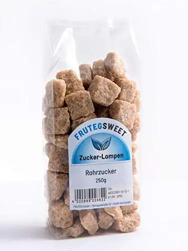 FRUTEG Zucker-Lompen I 5x 250g Roh-Rohrzucker-Würfel - im Folien-Beutel I naturbelassener Zucker aus Zuckerrohr - angenehm kräftiger Geschmack I brauner Tee-Zucker Rohzucker-Würfel 5x 250 g