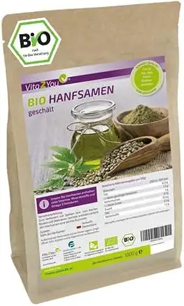 Bio Hanfsamen geschält 750g - EU Hanf - 100% Rohkost-Qualität im Zippbeutel - aus Litauen - Premium Qualität
