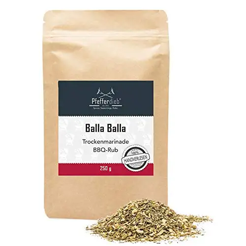 Balla Balla, Premium Grillgewürz mediterran, Trockenmarinade, BBQ Rub, für Lamm, Schweinefleisch oder Fisch, 250g - Pfefferdieb®