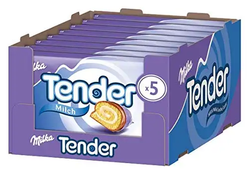 Milka Tender Milch - Biskuit-Rolle mit Milchcrèmefüllung und Vollmilchschokolade - 5er-Pack - 8 x 185g