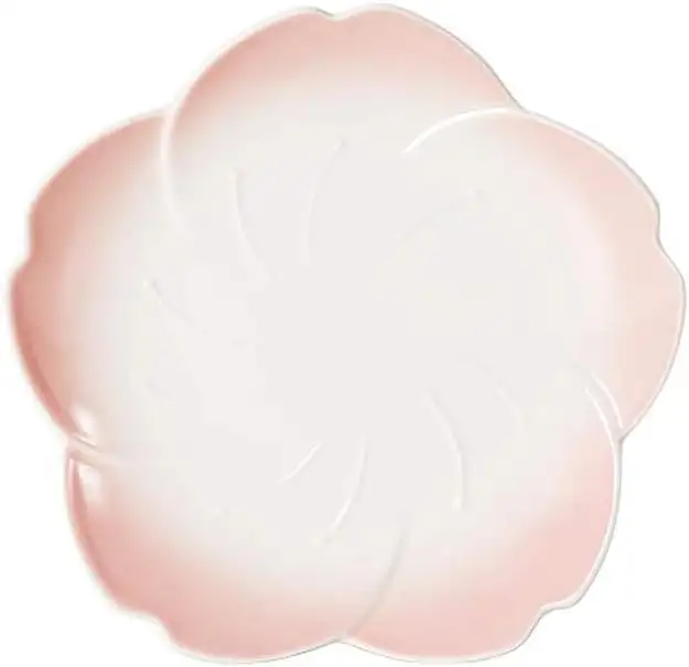 XMING Powder White Gradient keramische Platte Westteller Obstteller Gemüseplatte (Color : Pink, Size : S)