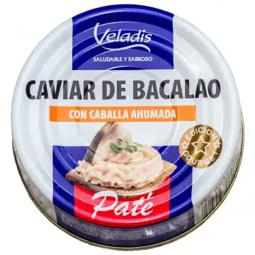 100 g KABELJAU-KAVIAR-PATE mit geräuchertem Pferd VELADIS - Box mit 24 Stück
