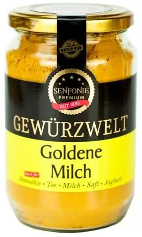 Altenburger Original Senfonie Premium Goldene Milch Golden Milk Gewürzmischung 350g Glas, Latte-Pulver mit Kurkuma, Ingwer, Pfeffer, Zimt und Muskat, ohne Zuckerzusatz