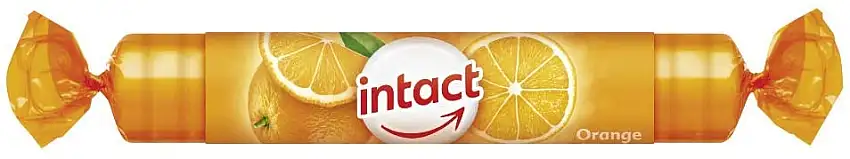 intact Orange Traubenzucker Rollen – 17 zartschmelzende Bonbons pro Rolle, 5er Pack (5 x 40 g)