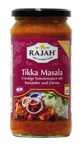 RAJAH 500g Tikka Masala Sauce mit Koriander und Zitrone