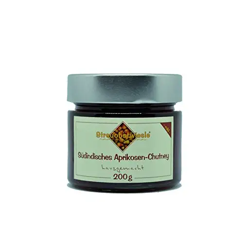 Streuobstwiesle Südindisches Aprikosen Chutney - 200 g - Herzhafte, aromatische Sauce zum Grillen, zum Fondue, zum Raclette, zum Kase, zum Reis...