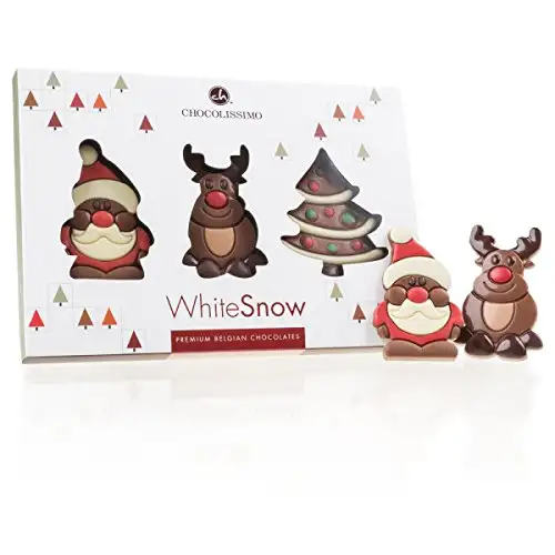 White Snow Figurines - Schokolade - 3 weihnachtliche Figuren aus Vollmilchschokolade | Schokolade | Weihnachten | Geschenk | Weihnachtsknabberei | Nikolaus | Nikolausgeschenk | mann | Frau | Kinder