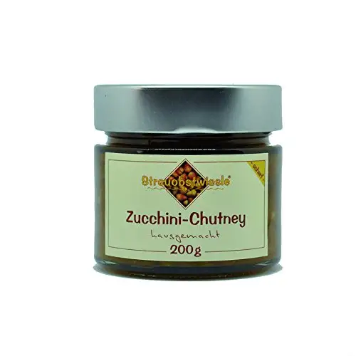 Streuobstwiesle Zucchini Chutney - 200 g - Herzhafte, handgerührte, aromatische Sauce aus Deutschland zum Grillen, zum Fondue, zum Raclette, zum Kase, zum Reis.