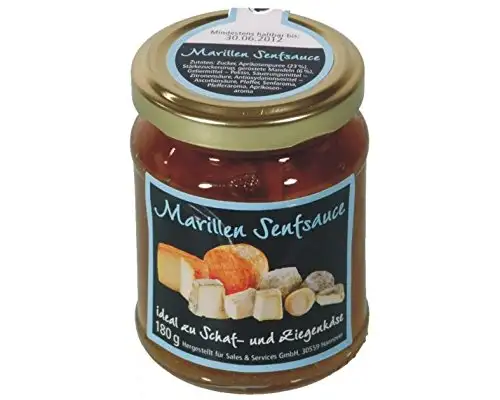 Marillen Senfsauce 180g Aprikosensenf mit Mandelsplitter ideal zu Schafs-und Ziegenkäse