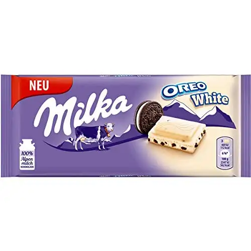 Milka & OREO WHITE Schokoladentafel 11 x 100g, Zarte weisse Milka Alpenmilch Schokolade mit knusprigen original OREO-Keksstückchen