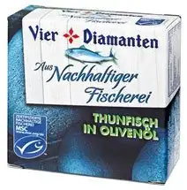 Vier Diamanten Thunfisch Filets Olivenöl MSC, 160 g