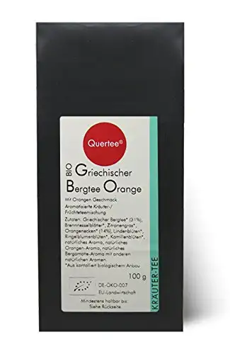 Bio Kräutertee - Griechischer Bergtee mit Orange Geschmack - Sideritis scardica - Griechisches Eisenkraut - Biotee - 100 g von Quertee