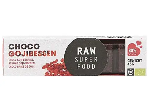 Raw Organic Food Choco bar gojiberries, 4er Pack (4 x 45 g)