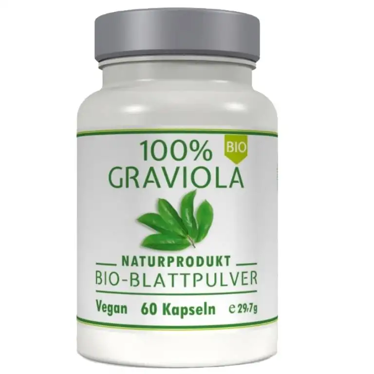 100% BIO GRAVIOLA Blattpulver Kapseln, 60 x 400mg, BIO & VEGAN. Stachelannone, Soursop, Corossol, Guanabana.