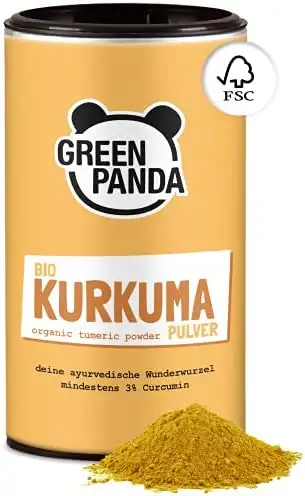 Kurkuma Pulver BIO in höchster Premium Qualität, laborgeprüft und zertifiziert, extra fein gemahlener Kurkuma bio perfekt für Goldene Milch, 170 g von Green Panda