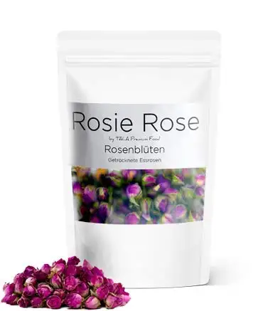 Rosie Rose - Getrocknete Rosenblüten aus natürlichem Anbau - Essblüten - Teeblüten -Rosenblütentee - Damaszener Rosen 75g
