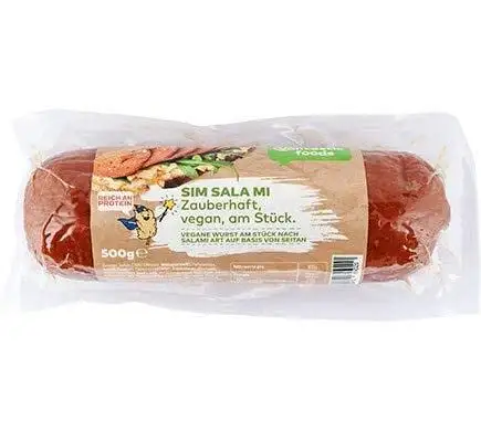 Vantastic foods SIM SALA MI am Stück, 500g | Salami VEGAN | Vegane Wurst | Wurstersatz für Veganer | Pflanzlich auf Seitan Basis