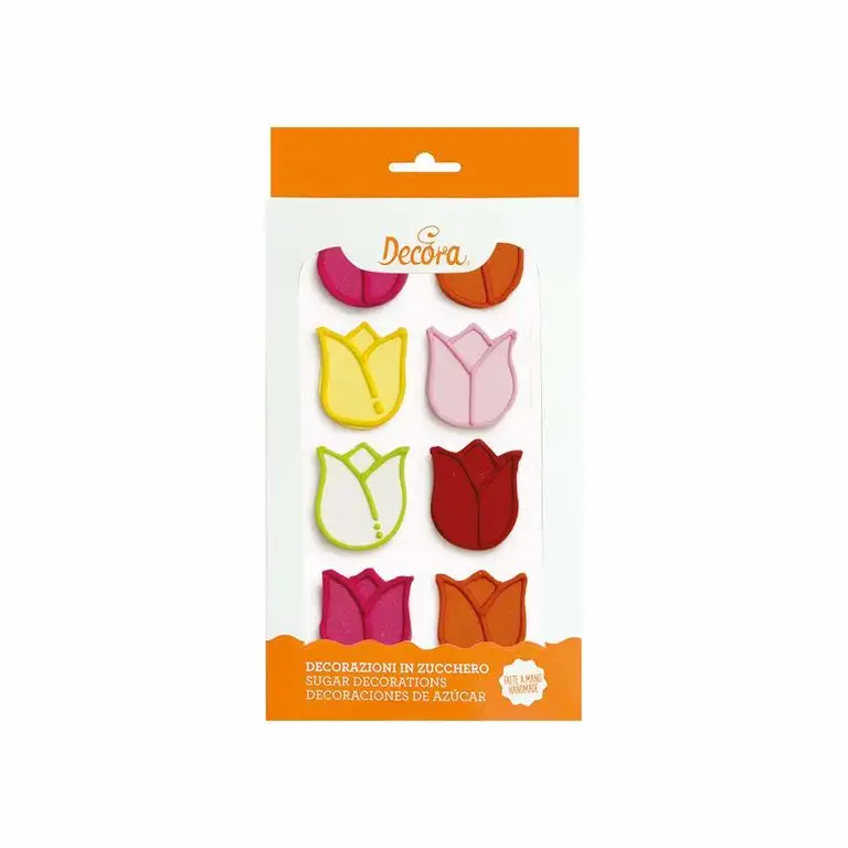 0500404 DECORA 8ER-PACK TULPEN ZUCKERDEKOR GEMISCHT FARBEN