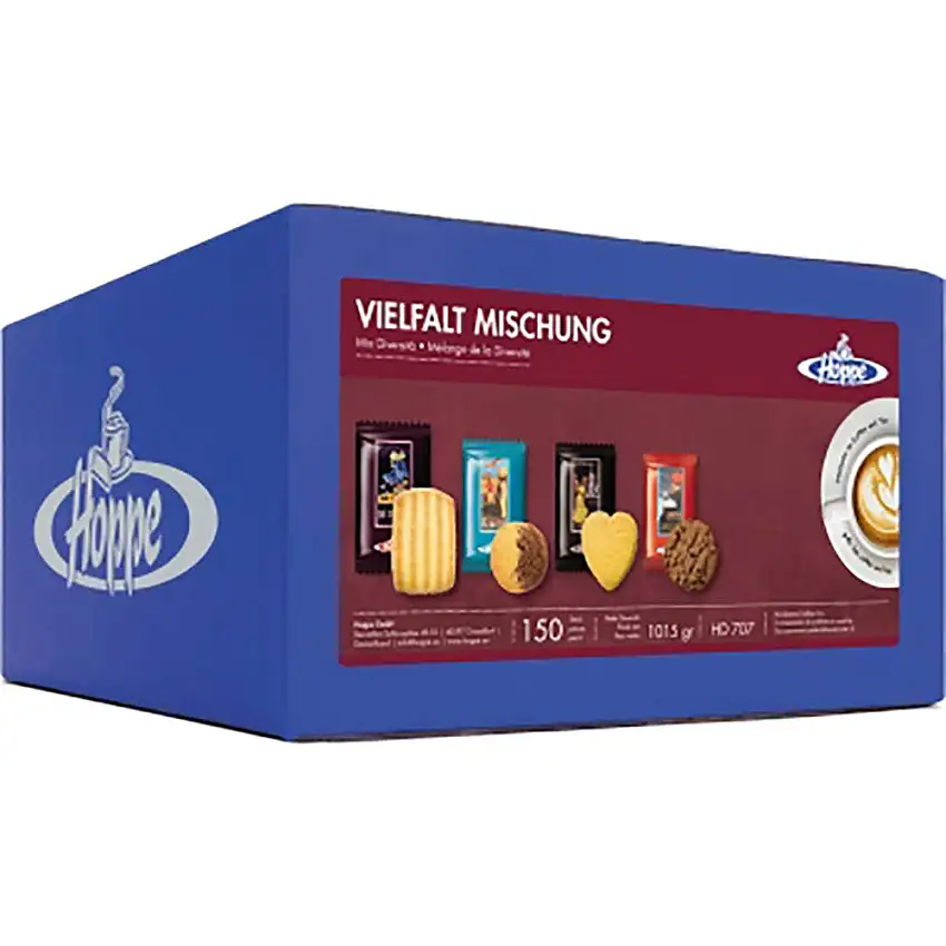 Hoppe Vielfalt Mischung, Kekse, Plätzchen, 4 Sorten, einzeln verpackt, 150 Stück, 1090g