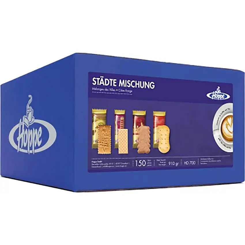 Hoppe Städte Mischung, Kekse, Plätzchen, 4 Sorten Gebäck, einzeln verpackt, 150 Stück, 910g