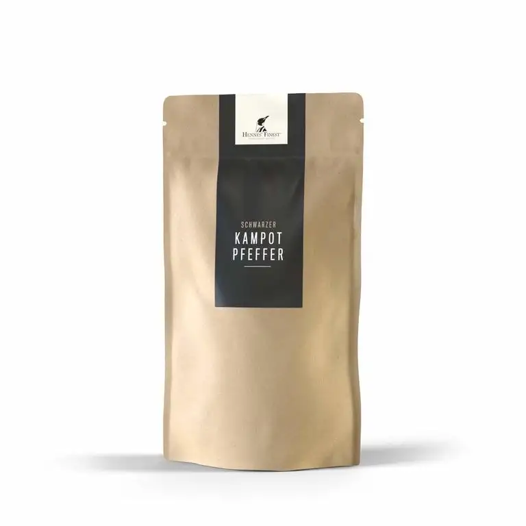 Hennes Finest Kampot Pfeffer Schwarz - 100g Pfeffer Kampot Schwarz, Kampot Pepper Black (grober Pfeffer), Schwarzer Pfeffer ganz, Pfefferkörner schwarz, Pfeffer für Mühle, Schwarze Pfefferkörner