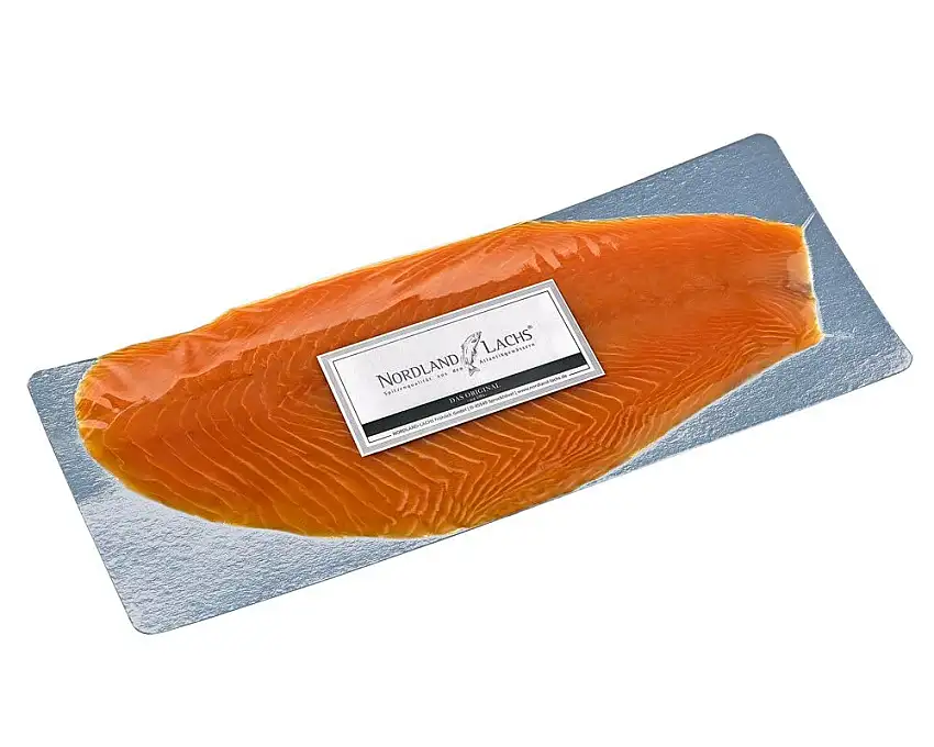 Nordland Lachs Ultrapremium Räucherlachs aus Schottland handfiletiert geräuchert geschnitten - TOP Kühlversand (600-700g)