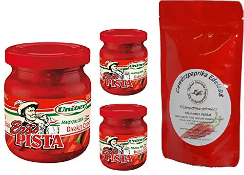 SPARSET ANGEBOT 3 x Erös Pista Starker Stefan Paprikacreme 600g Univer + 1A Qualität Ungarische Paprikapulver Szegediner Edelsüß 100g insg. 700g Sparpaket