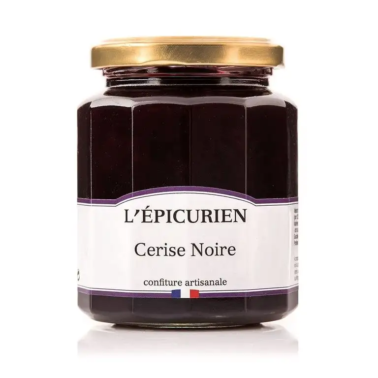 Handwerklich hergestellte Schwarzkirschen Konfitüre mit 55% Fruchtanteil, L'Epicurien, Confiture artisanale Cerise Noire, L'Epicurien, La Méridienne, 320g
