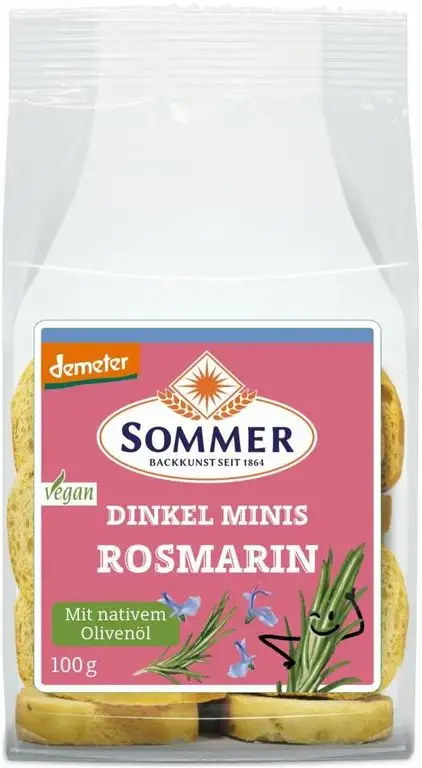 Sommer & Co. Bio Demeter Mini Zwieback Rosmarin & Olivenöl (2 x 100 gr)