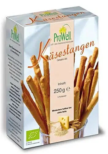 ProWell Diät- und Ernährungsprogramm - Bio-Käsestangen Grissini-Art - 250 g (5 Portionen)