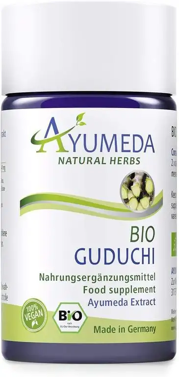 Ayumeda BIO Guduchi Extrakt | Tinospora cordifolia | Amrita | Herzblättriger Mondsame | 88,2 mg Bitterstoffe pro Tagesdosis | Geprüfte Qualität | Made in Germany | 60 Kapseln | 100% BIO | 100% Vegan