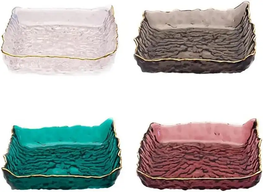 GJRFYJ Europäisches Geschirr, Salatteller, Snack-Organizer, quadratisch, kreativ, Phnom Penh, grüner Glasbaum, Obstteller, Heimküchendekoration (Color : D, Size : 15.5 * 2.3cm)