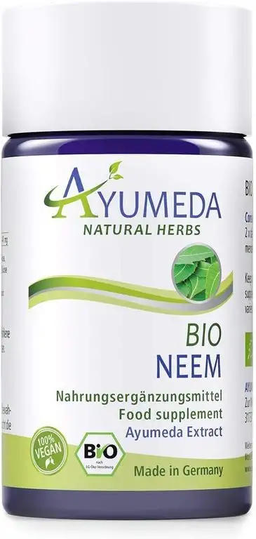 Ayumeda BIO Neem Extrakt | Azadirachta indica |Arishtaka | Neembaum | Niem | 132,3 mg Bitterstoffe je Tagesdosis | Geprüfte Qualität | Made in Germany | 60 Kapseln für 1 Monat | 100% BIO | 100% Vegan