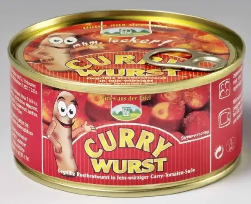 Currywurst in Dose, 300g, gegrillte Rostbratwurst in fein-würziger Curry-Tomaten-Soße