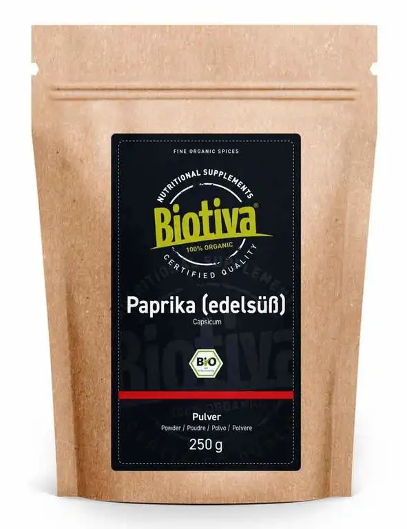 Paprika edelsüß Bio gemahlen 250g - Paprikapulver ungarische Art - 100% Bio-Qualität - Hocharomatisch - Feinschmecker und Kenner - Abgefüllt und kontrolliert in Deutschland