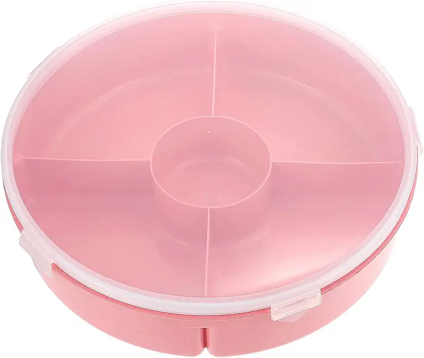 DEPILA Snack-Aufbewahrungsbox mit Deckel, geteilt, Süßigkeiten, Snack-Serviertablett, Trockenfrüchte, Süßigkeitenbox, Behälter, Lebensmittel, Obst, Vorspeisenbox for Nuss-Süßigkeiten, Trockenfrüchte P