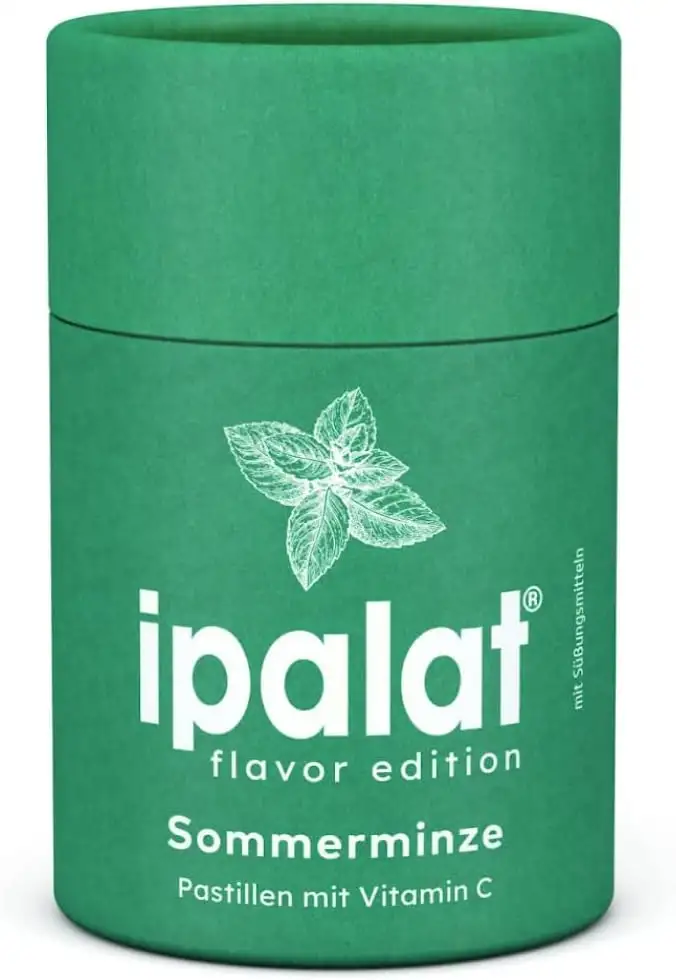 ipalat flavor edition Sommerminze, für Menschen in stimmaktiven Berufen, hochwertige Pastille mit Hyaluron und Vitamin C, vegan, lactose- & glutenfrei