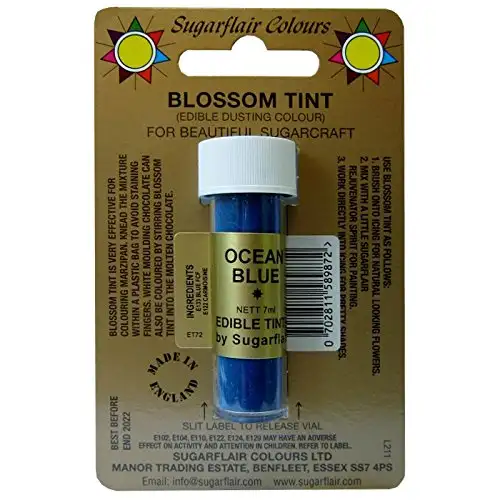 Sugarflair Blossom Tints Essbare Puderfarben Lebensmittelfarbe Fondant Puder Ocean Blue Blau