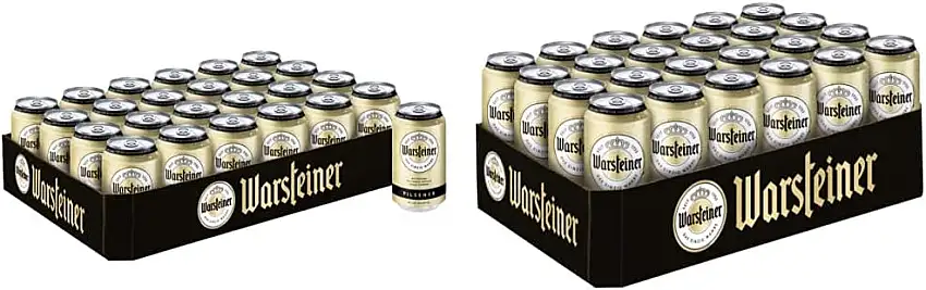 Warsteiner Premium Pilsener 24 x 0.33 L Bier Dose, Einweg, Dosenbier & 0.5 l Dosen Tray DPG EINWEG (24 x 0.5L)